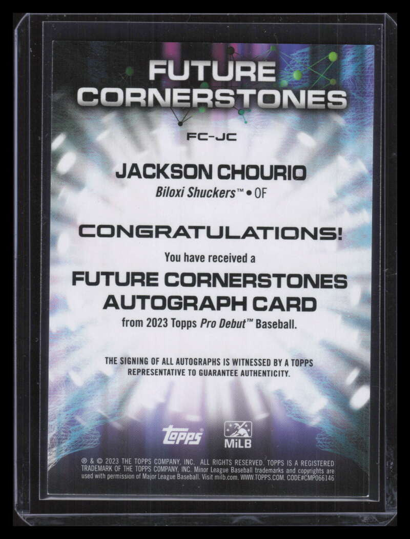 2023 Topps Pro Debut Future Cornerstones Autographs Jackson Chourio RC Auto /99