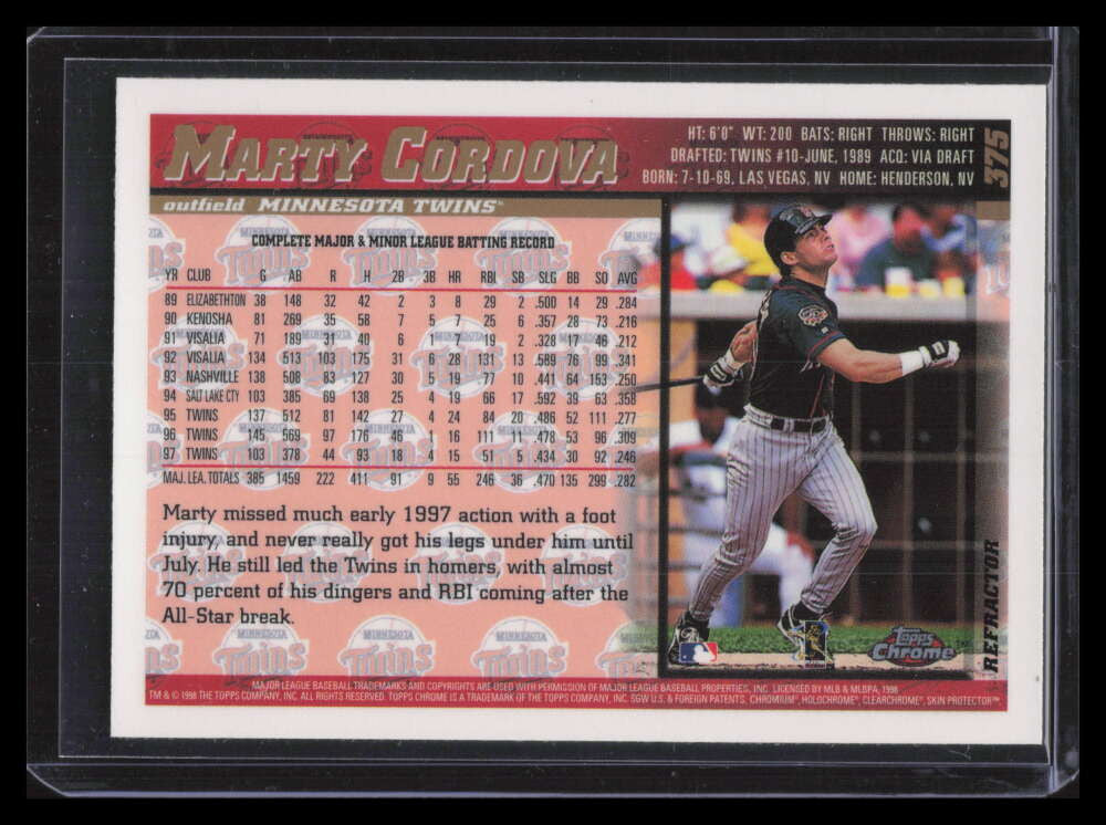 1998 Topps Chrome Refractor 375 Marty Cordova