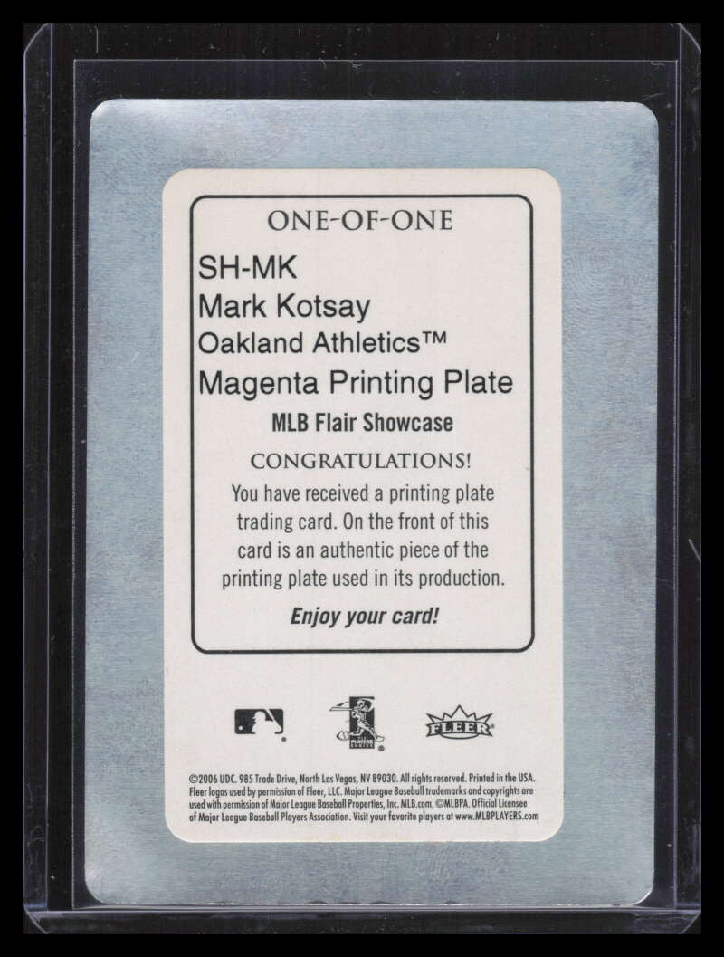 2006 Flair Showcase Signatures Printing Plate Magenta MK Mark Kotsay 1/1