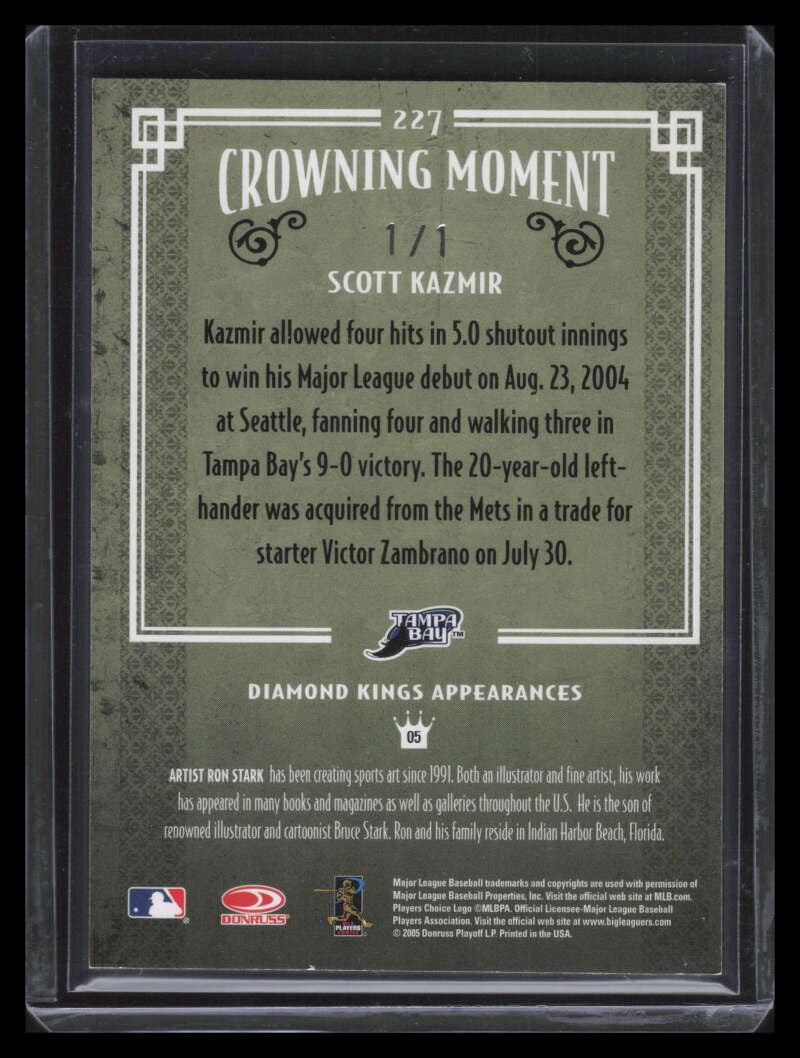 DELETE 155986 2005 Diamond Kings Framed Black Platinum 227 Scott Kazmir 1/1