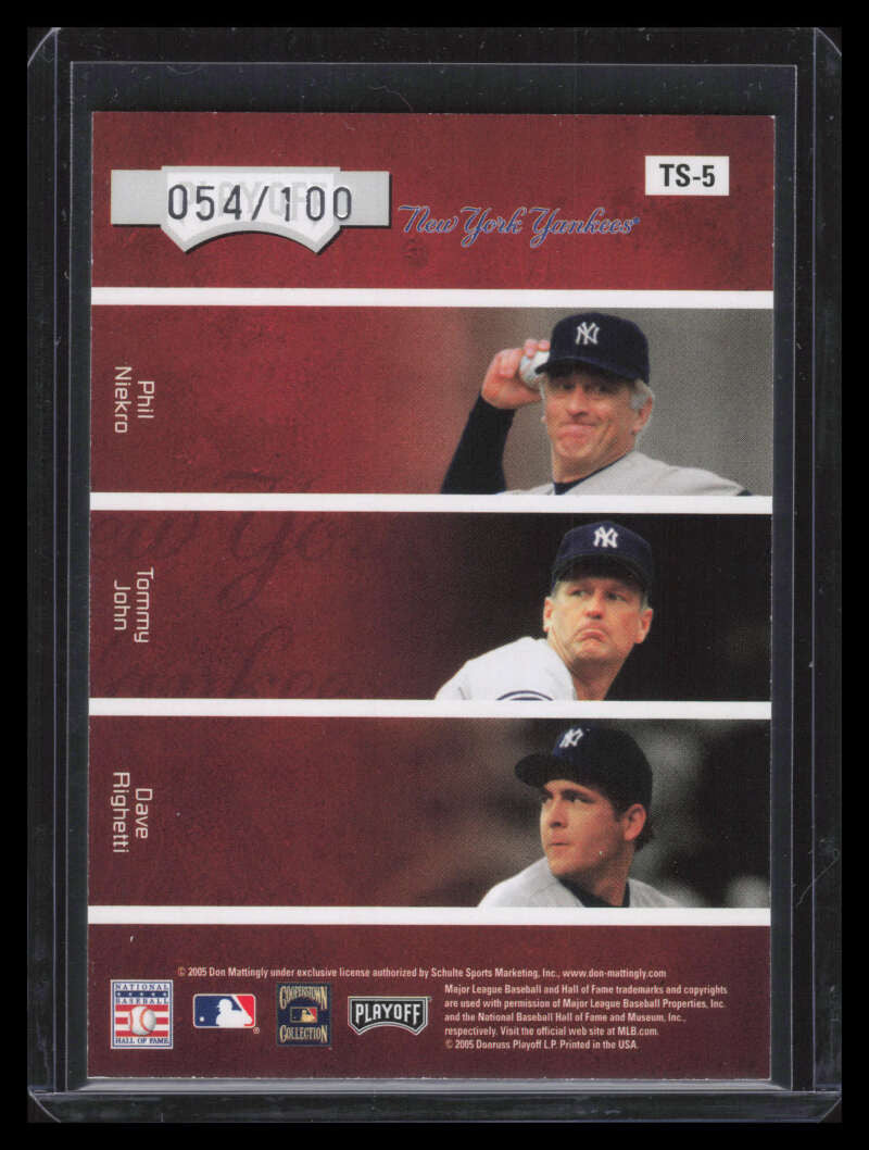 2005 Absolute Team Six ts5 Niekro John Righetti Mattingly Hunter Jackson 54/100