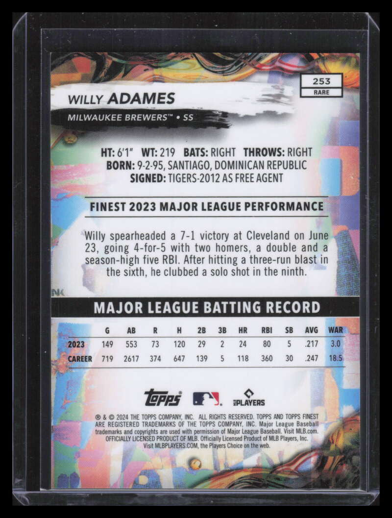 2024 Finest Blue Checkerboard Refractor 253 Willy Adames 45/49