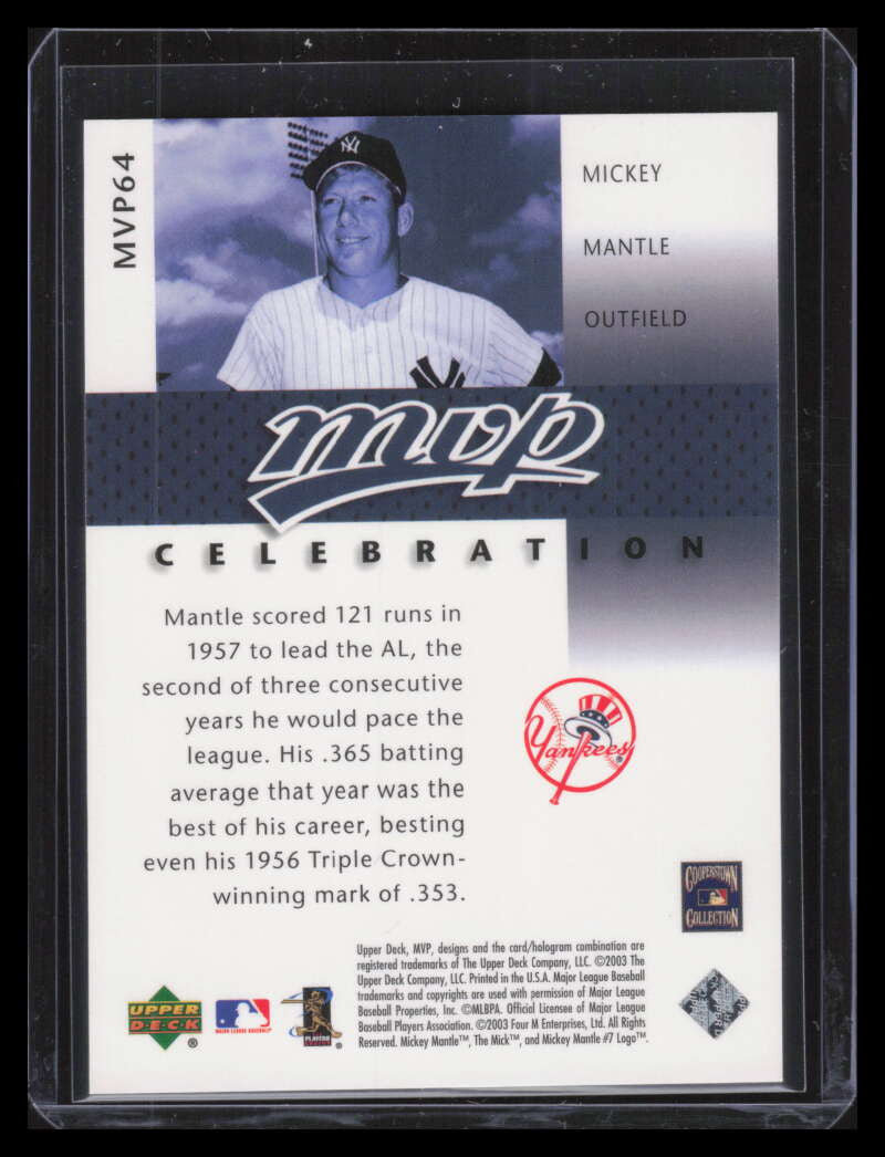 2003 Upper Deck MVP Celebration 64 Mickey Mantle MM 496/1957