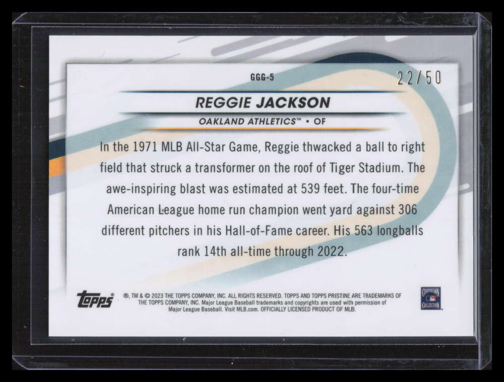 2023 Topps Pristine Going, Going, Gone Gold Refractor ggg5 Reggie Jackson 22/50
