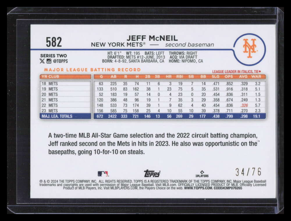 2024 Topps Independence Day 582 Jeff McNeil 34/76