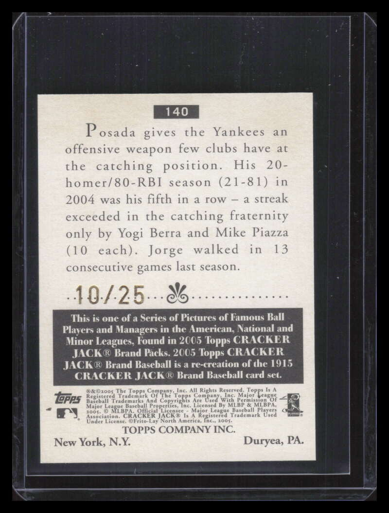 2005 Topps Cracker Jack Mini Grey 140 Jorge Posada 10/25