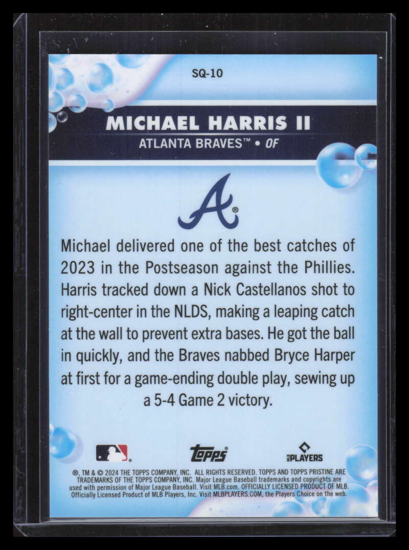 2024 Topps Pristine Squeaky Clean Orange Refractor sq10 Michael Harris II 20/25