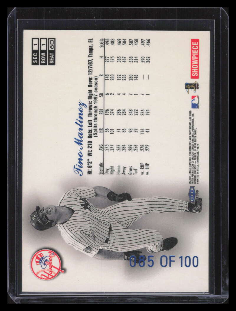 DELETE 156096 1998 Flair Showcase Legacy Collection Row 1 60 Tino Martinez 85/100