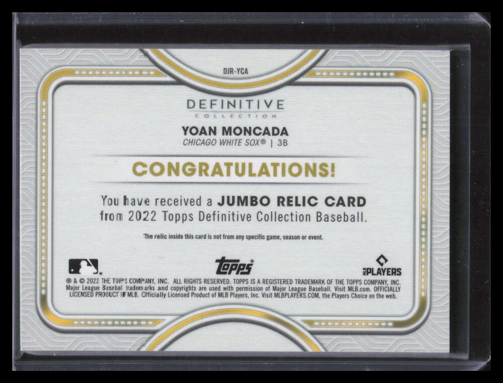2022 Topps Definitive Collection Jumbo Relics Green Yoan Moncada Patch 8/15
