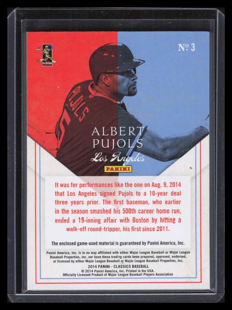 SOLD 156117 2014 Classics Home Run Heroes Materials Combos 3 Albert Pujols Bat Jersey 24/99