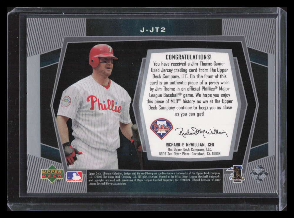 2003 Ultimate Collection Game Jersey Tier 2 jt2 Jim Thome Jersey 70/75