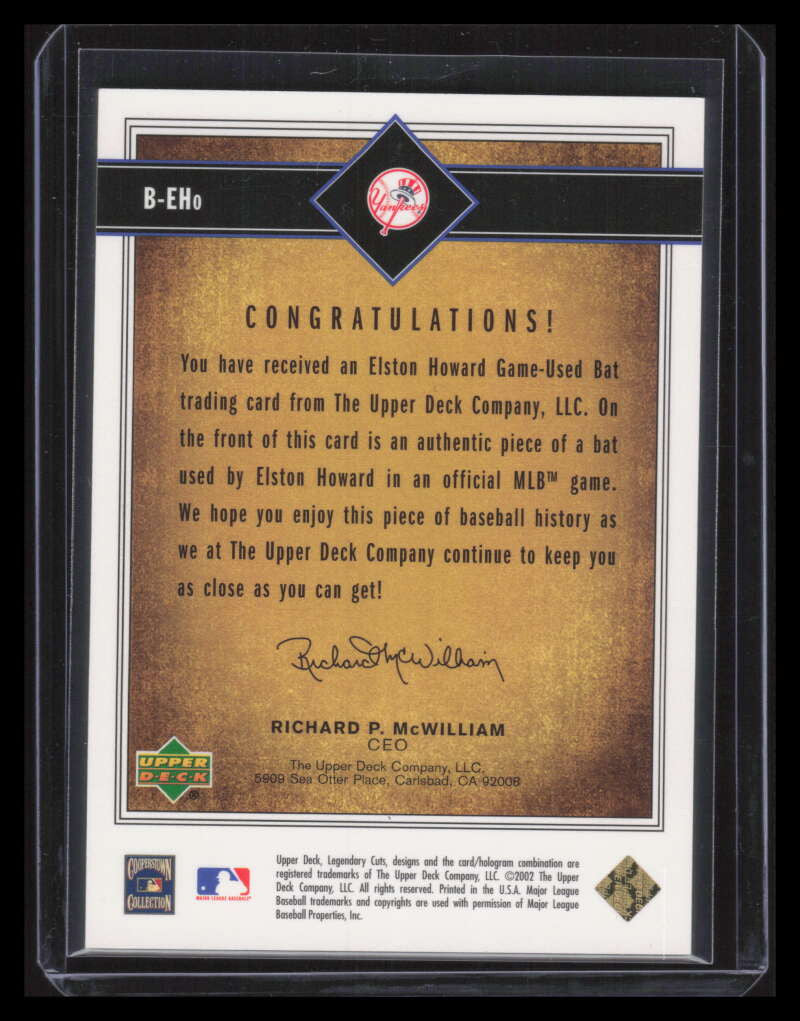 2002 SP Legendary Cuts Game Bat BEHO Elston Howard Bat SP
