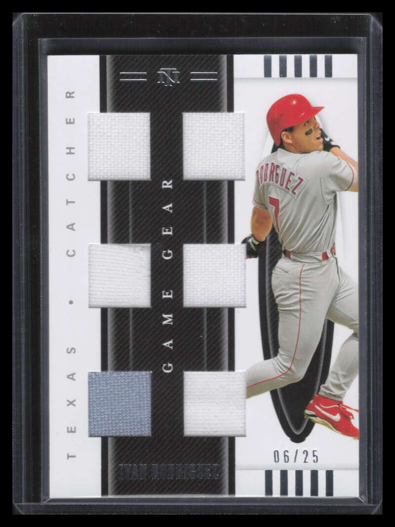 2021 National Treasures Game Gear Materials Sixes 9 Ivan Rodriguez 6 Jersey 6/25