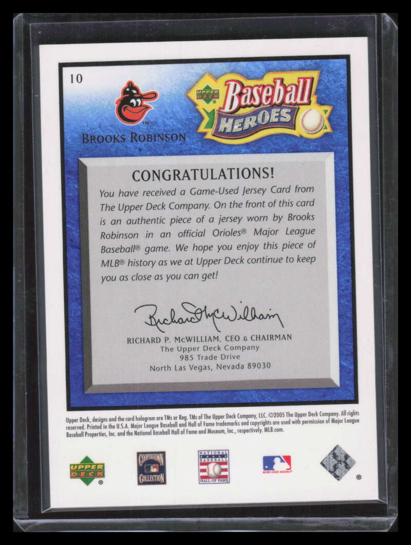 2005 Upper Deck Heroes Memorabilia Blue 10 Brooks Robinson HDR Jersey 17/99