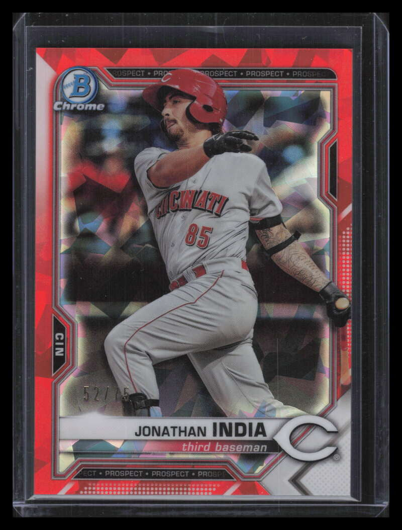 2021 Bowman Chrome Sapphire Orange Refractor bcp46 Jonathan India Rookie 52/75