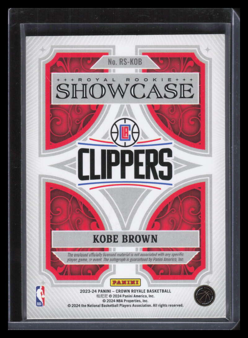 2023-24 Crown Royale Royal Rookie Showcase 17 Kobe Brown Rookie Patch Auto 43/49