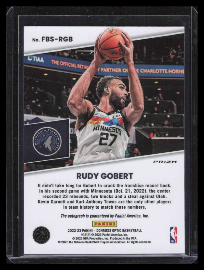 2022-23 Donruss Optic Fast Break Signatures 30 Rudy Gobert Auto