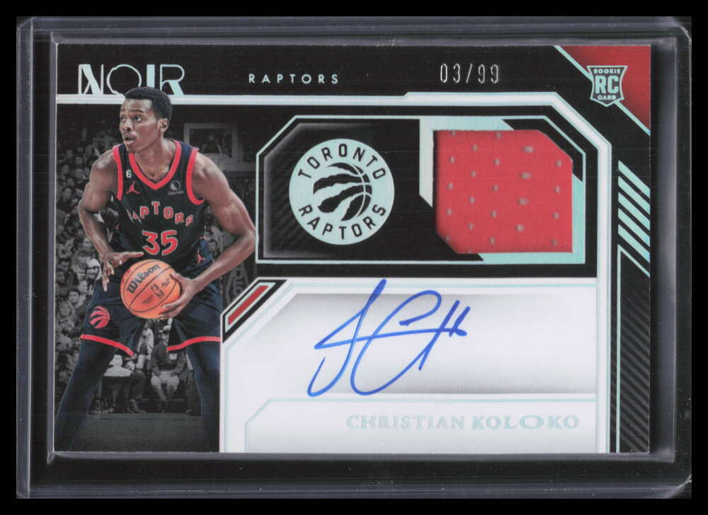 2022-23 Panini Noir 347 Christian Koloko Rookie Jersey Auto 3/99