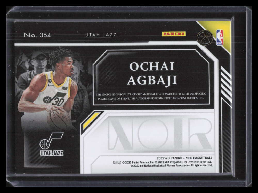 2022-23 Panini Noir 354 Ochai Agbaji C Rookie Jersey Auto 67/99 Color