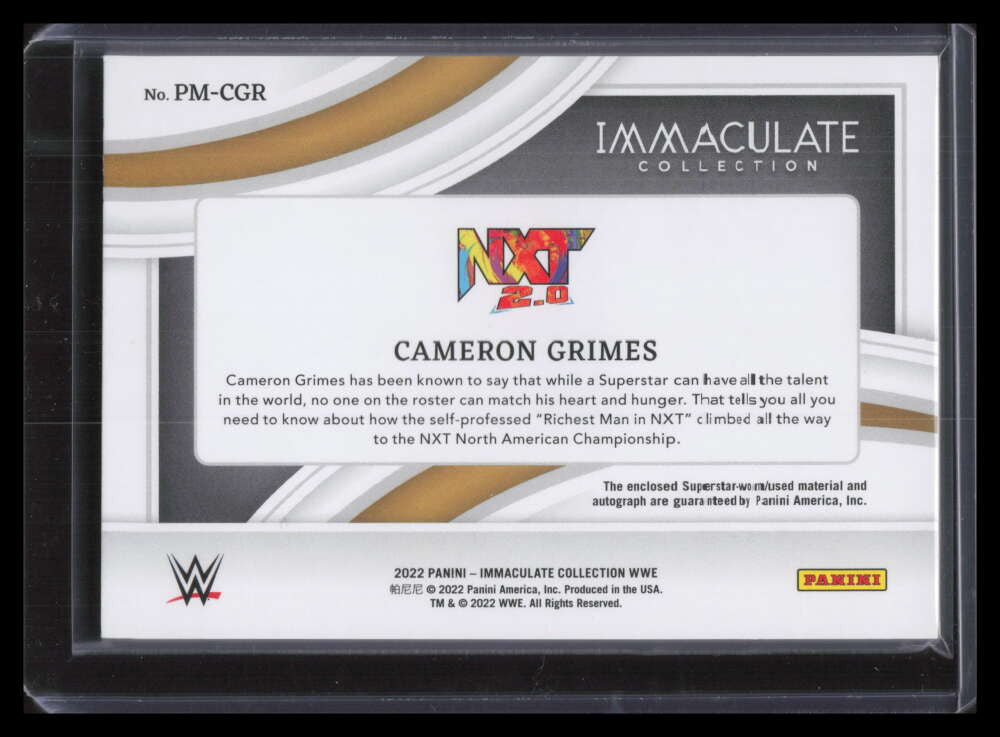 2022 Immaculate WWE Premium Autographs Red Cameron Grimes Patch Auto 5/25