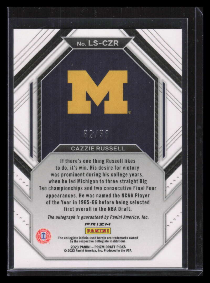 2023-24 Panini Prizm Draft Legacy Signature Purple Ice Cazzie Russell Auto 82/99