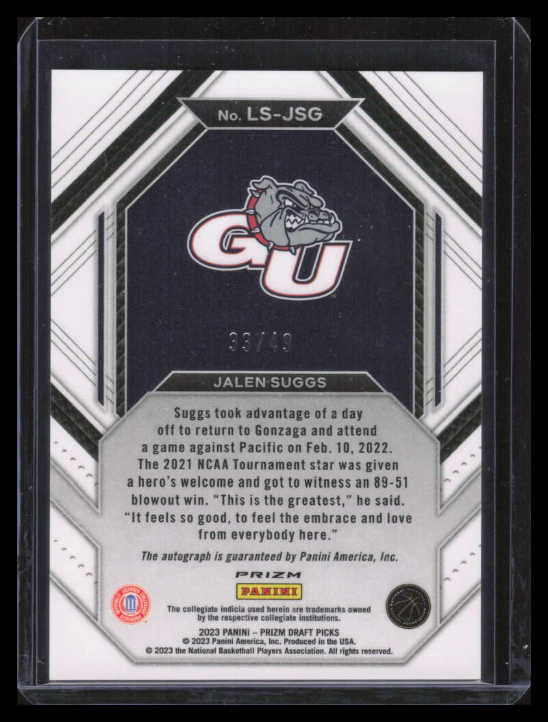 2023-24 Panini Prizm Draft Legacy Signatures Orange Pulsar Jalen Suggs Auto /49