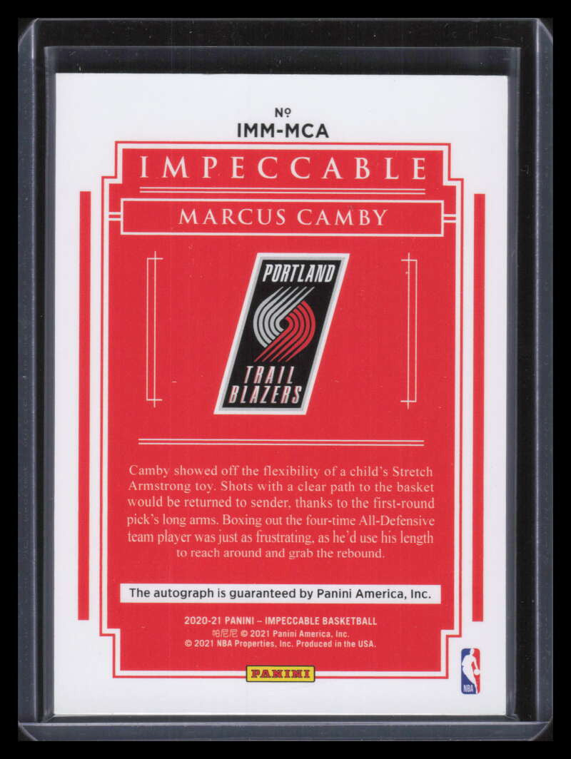DELETE 156248 2020-21 Panini Impeccable Immortal Ink 4 Marcus Camby Auto 16/49
