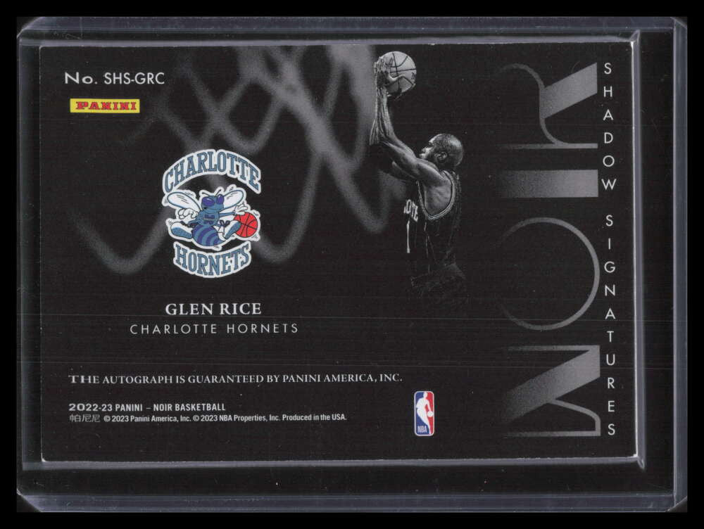 2022-23 Panini Noir Shadow Signatures 13 Glen Rice Auto 29/99