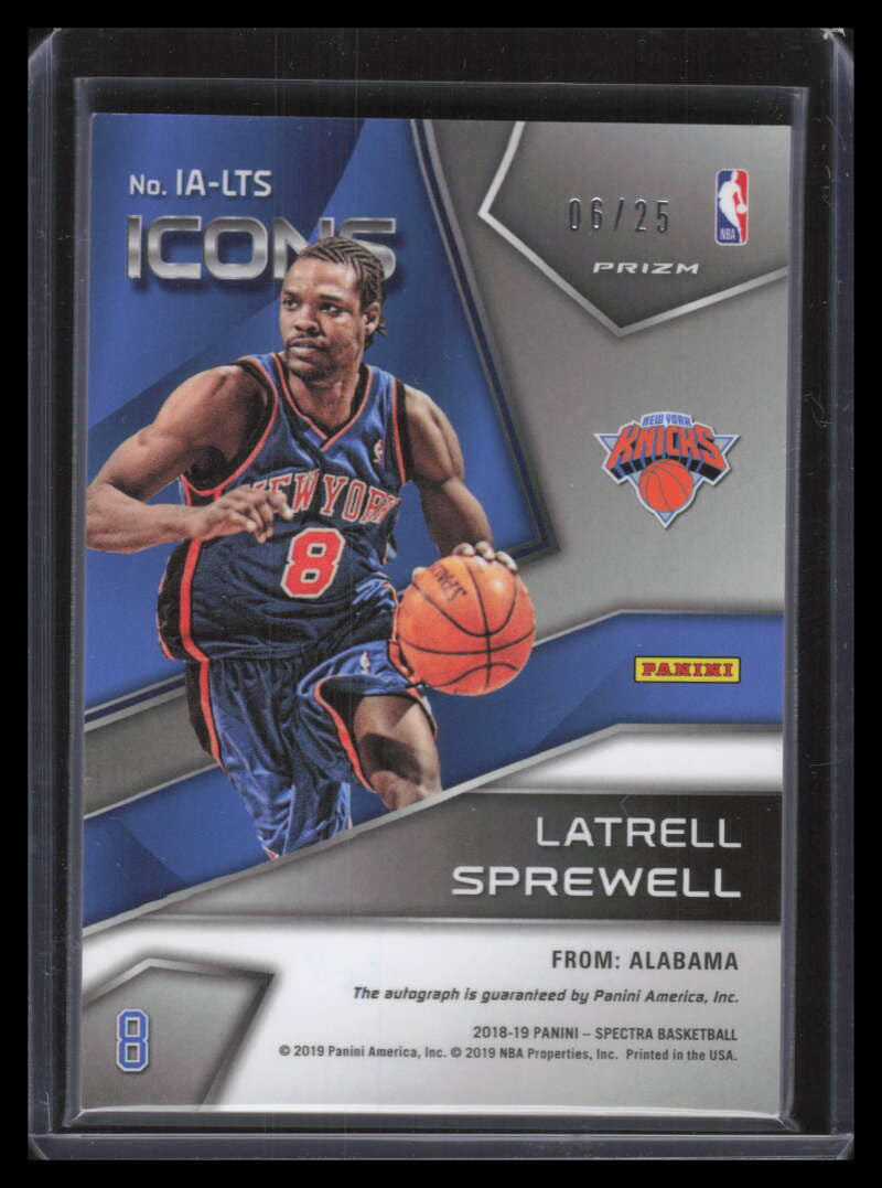 2018-19 Panini Spectra Icons Autographs Neon Pink 11 Latrell Sprewell Auto 6/25