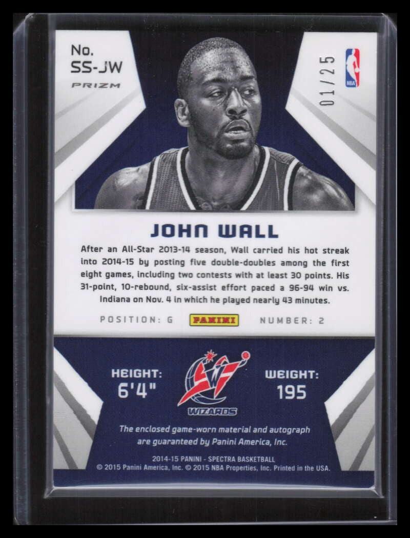 2014-15 Panini Spectra Spectacular Signatures Orange John Wall Patch Auto 1/25