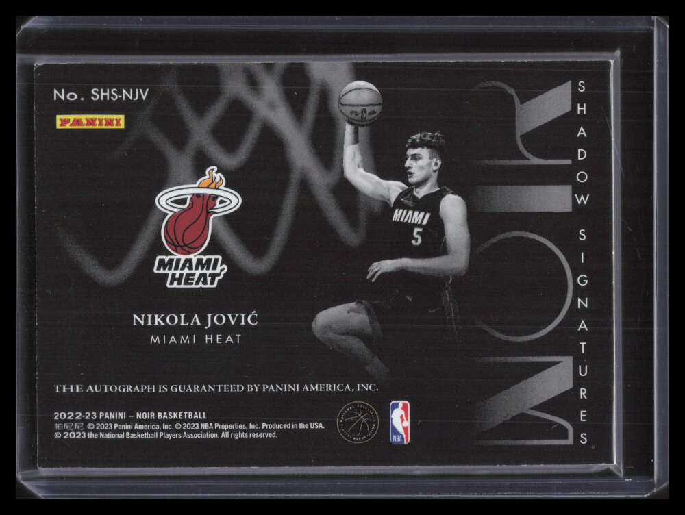 2022-23 Panini Noir Shadow Signatures 10 Nikola Jovic Rookie Auto 63/99