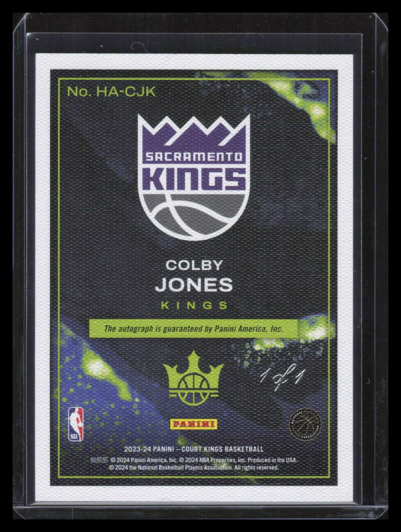 2023-24 Court Kings Heir Apparent Autographs Masterpiece Colby Jones RC Auto 1/1