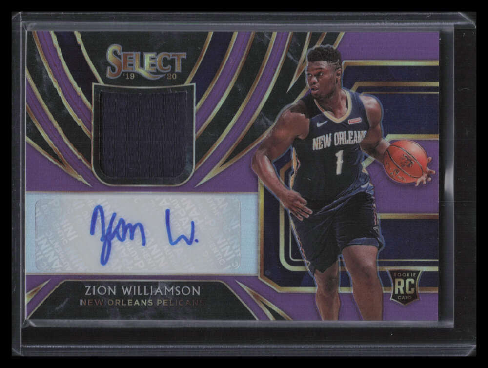 2019-20 Select Autographs Prizms Purple Zion Williamson Rookie Jersey Auto 58/99