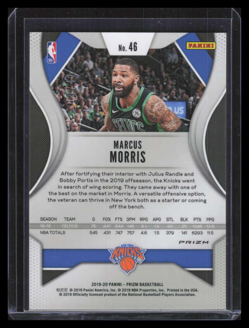 2019-20 Panini Prizm Prizms Pink Pulsar Refractor 46 Marcus Morris 19/42