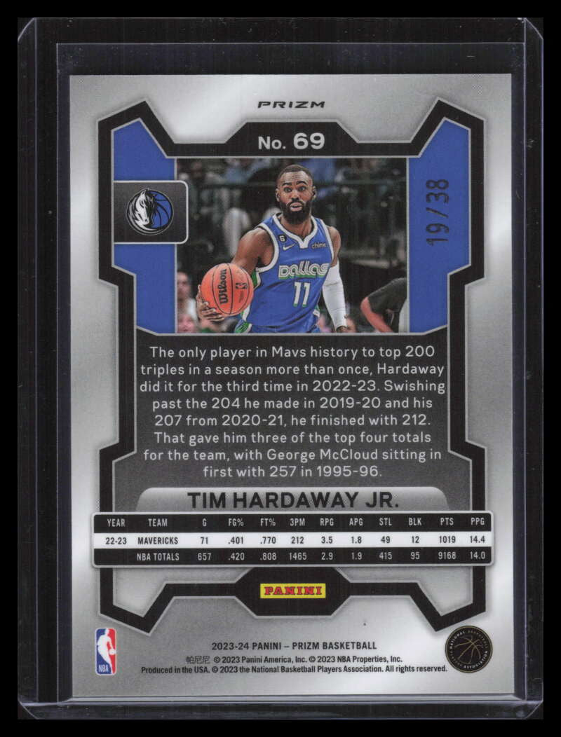 2023-24 Panini Prizm Prizms White Wave Refractor 69 Tim Hardaway Jr. 19/38