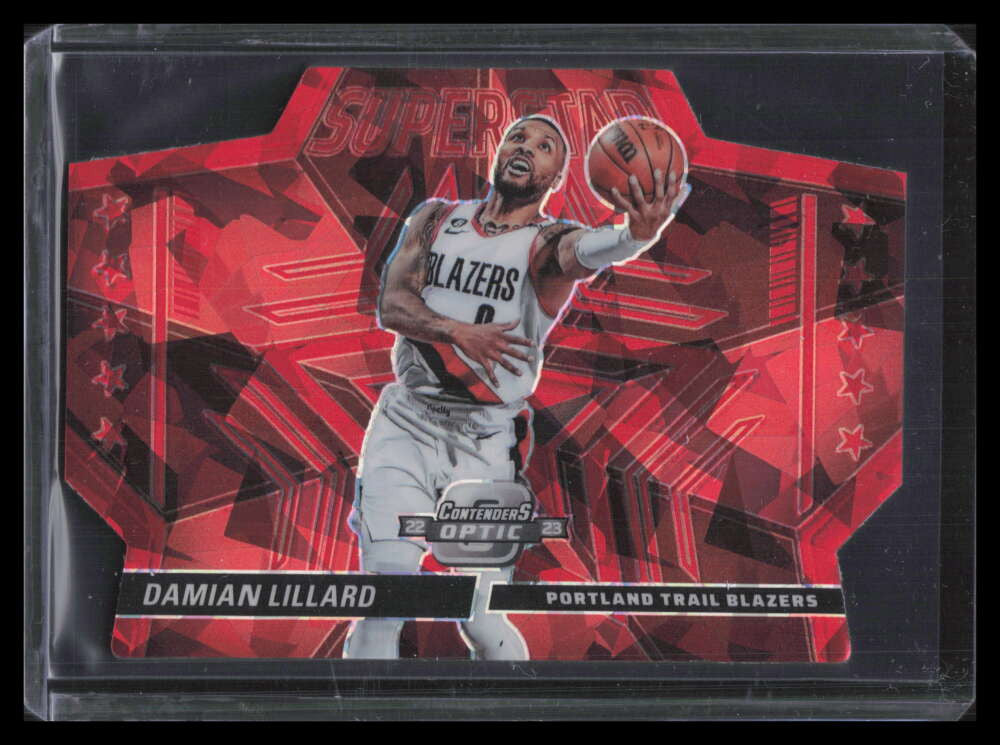 SOLD 156301 2022-23 Panini Contenders Optic Superstars Red Cracked Ice 9 Damian Lillard