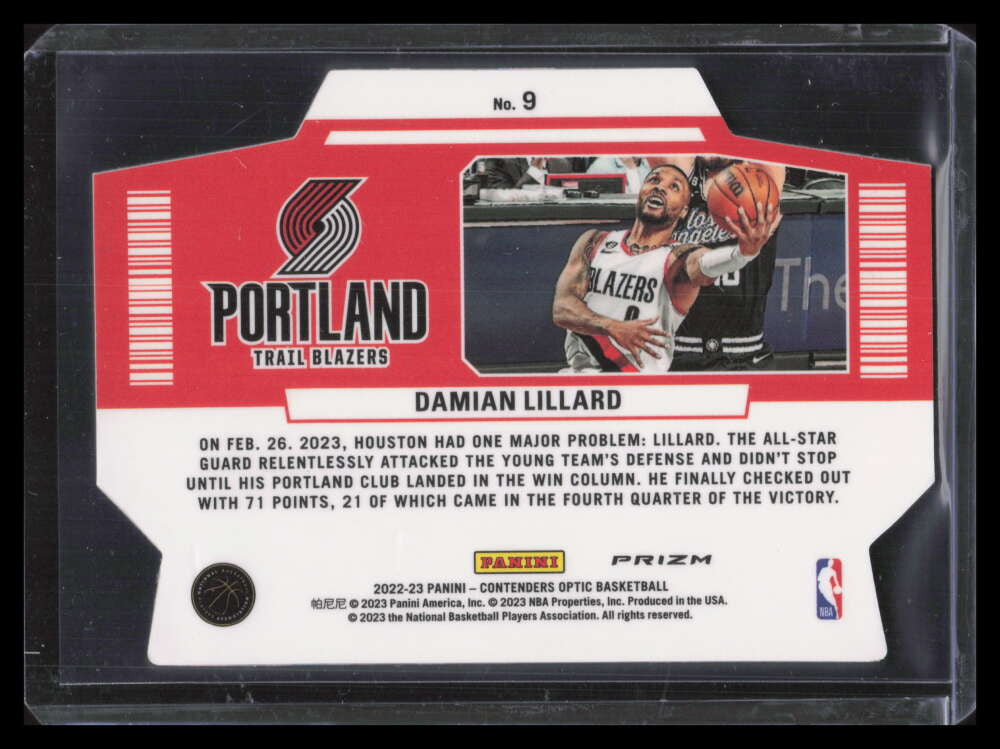 SOLD 156301 2022-23 Panini Contenders Optic Superstars Red Cracked Ice 9 Damian Lillard