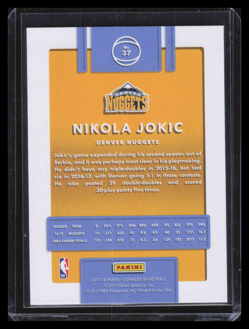 2017-18 Donruss Holo Laser Orange 37 Nikola Jokic
