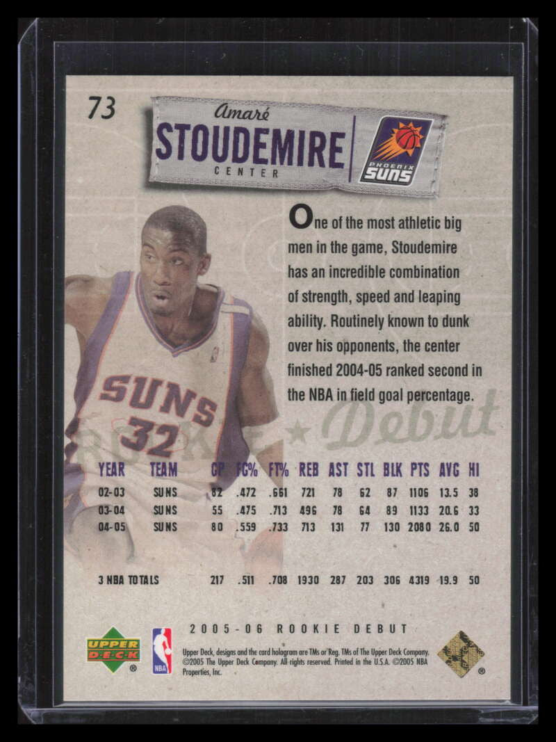 2005-06 Upper Deck Rookie Debut Gold 73 Amare Stoudemire 21/50