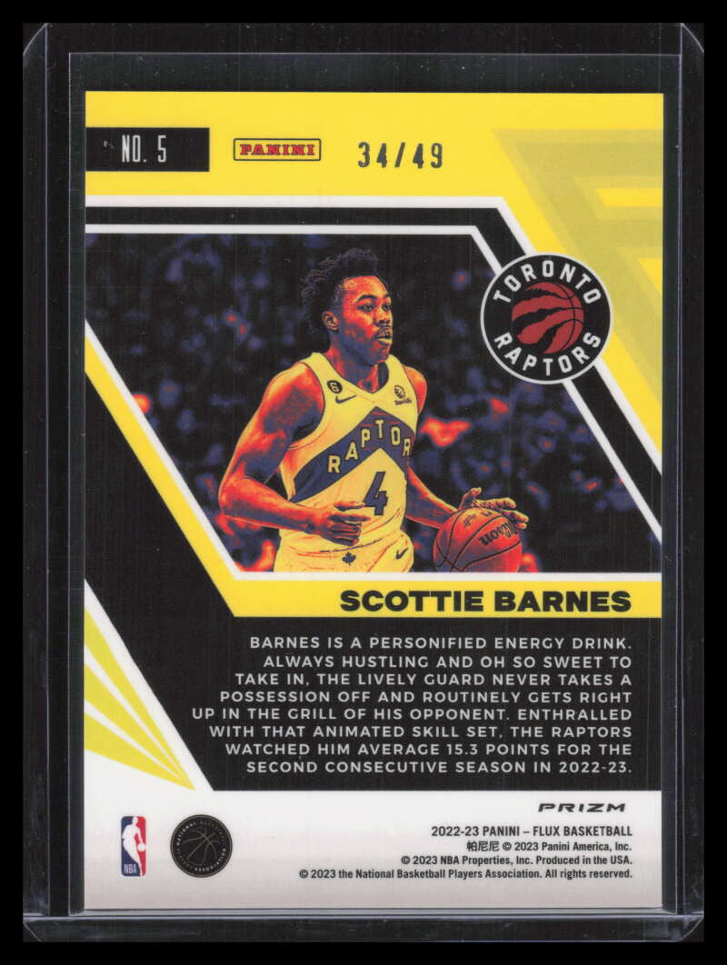 2022-23 Panini Flux Solar Eclipse 5 Scottie Barnes 34/49