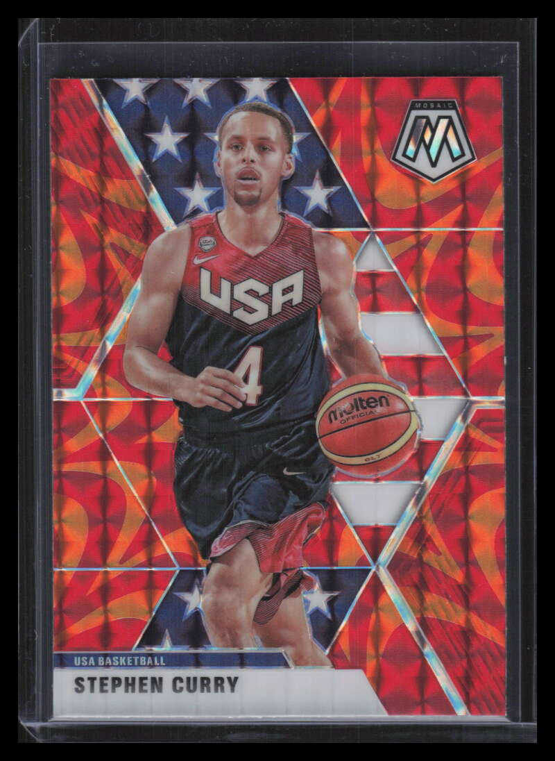 SOLD 156323 2019-20 Panini Mosaic Mosaic Orange Reactive Refractor 260 Stephen Curry USA