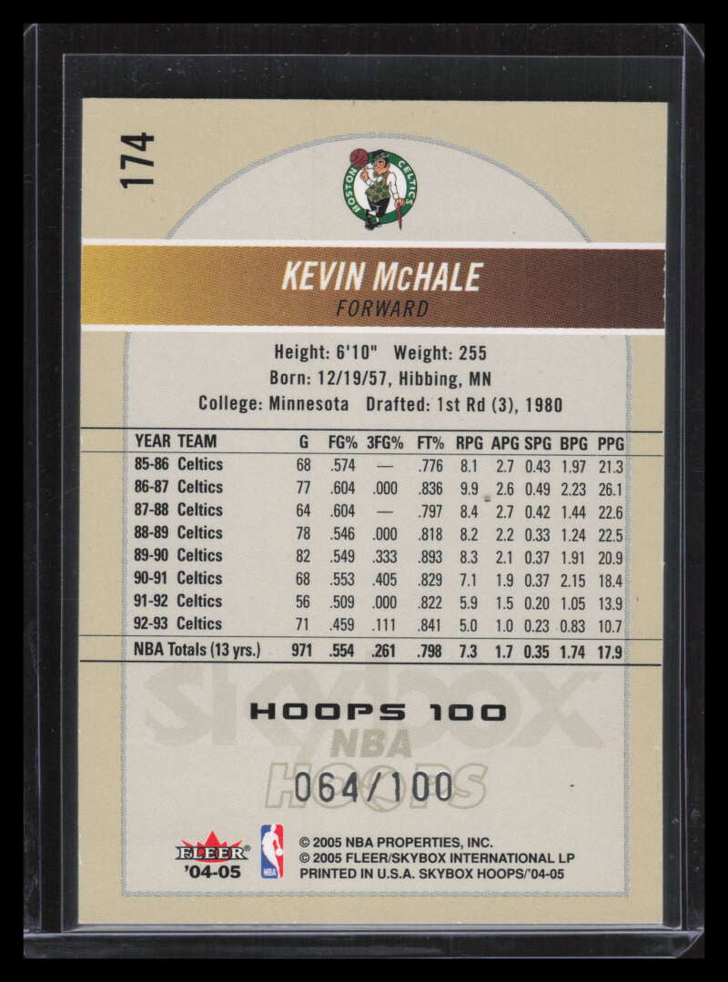 2004-05 Hoops 100 174 Kevin McHale HH 64/100 Hoops History