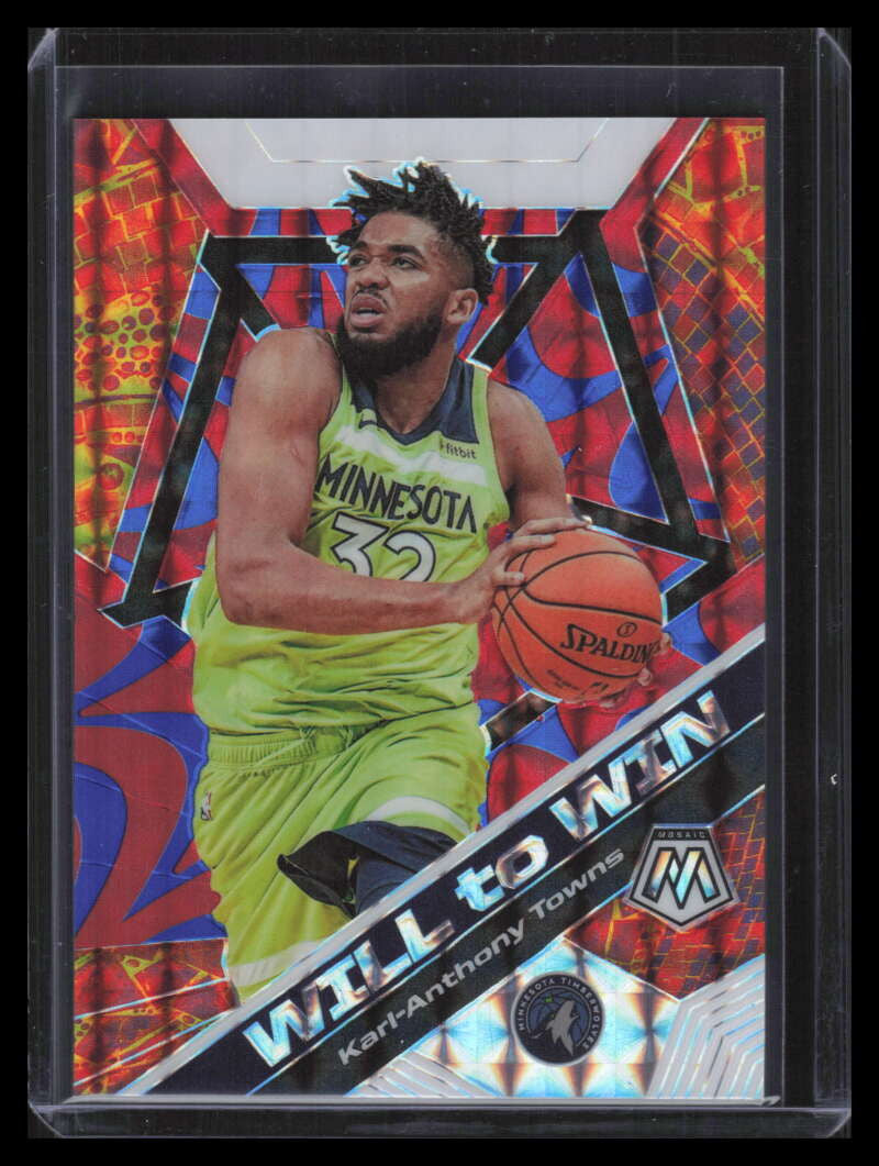 2019-20 Panini Mosaic Will to Win Blue Reactive 2 Karl-Anthony Towns 21/99