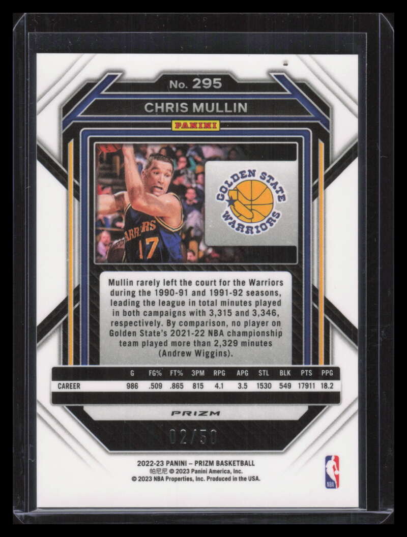 2022-23 Panini Prizm Prizms Fast Break Pink Refractor 295 Chris Mullin 2/50
