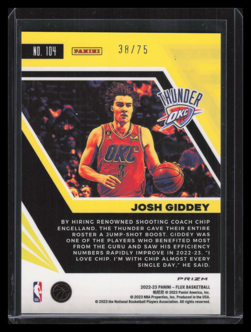 2022-23 Panini Flux Supernova 104 Josh Giddey 38/75