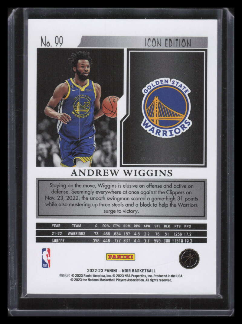 2022-23 Panini Noir Holo Silver 99 Andrew Wiggins I 18/49 Icon Edition