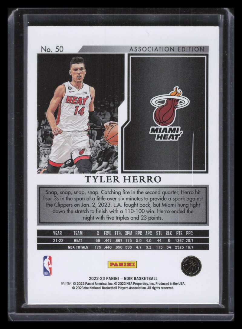 2022-23 Panini Noir Holo Silver 50 Tyler Herro A 33/49 Association Edition