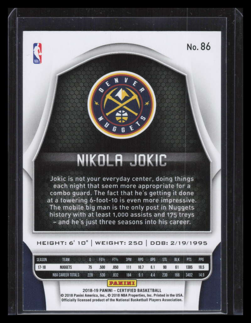 2018-19 Certified Mirror Red 86 Nikola Jokic 66/299