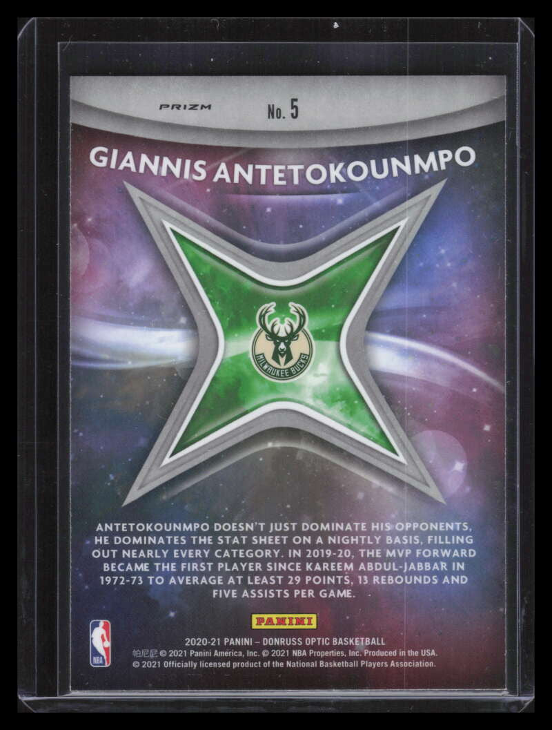 2020-21 Donruss Optic Star Gazing Fast Break Refractor 5 Giannis Antetokounmpo