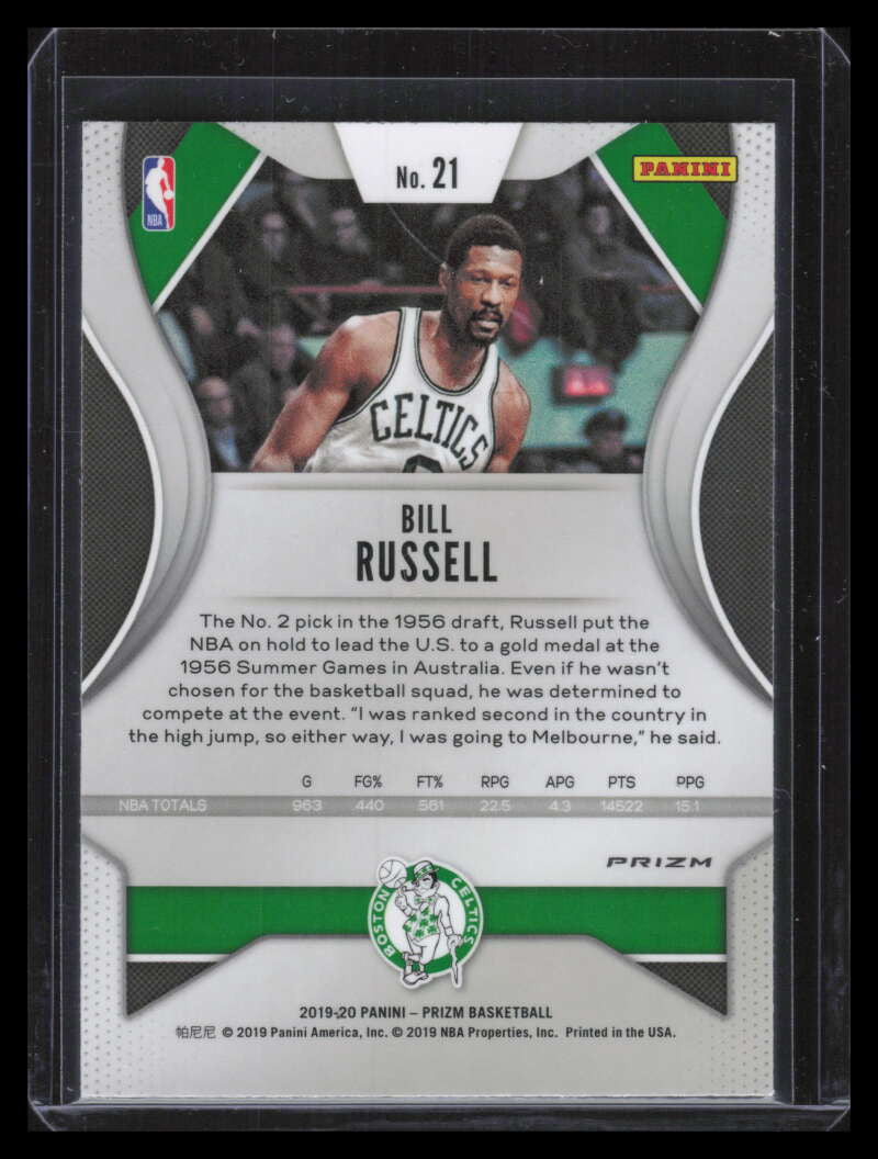 2019-20 Panini Prizm Prizms Green Ice Refractor 21 Bill Russell Rookie